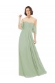 Long Cold Shoulder Soft Chiffon Smoke Green A-Line Bridesmaid Dress Colchester