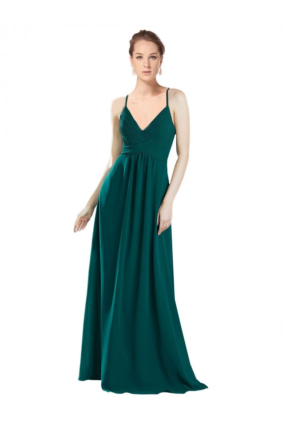 Long Sleeveless Chiffon Hunter A-Line Bridesmaid Dress / Evening Dress Colchester