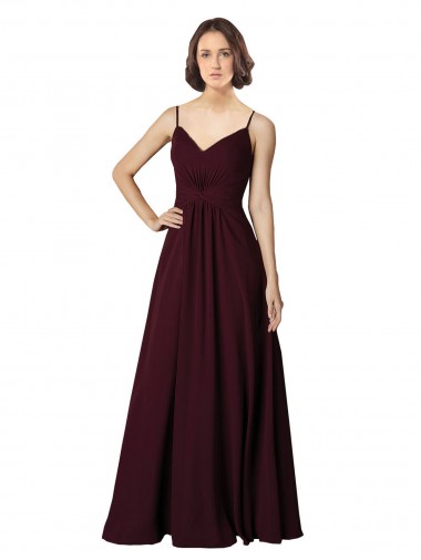 Long Sleeveless Soft Chiffon Burgundy Gold A-Line Bridesmaid Gown Colchester