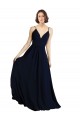 Long Sleeveless Chiffon Dark Navy A-Line Bridesmaid Dress & Gowns Colchester