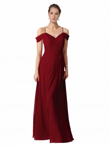 Long Sleeveless Chiffon Burgundy Sweetheart A-Line Bridesmaid Dress / Evening Dress Colchester