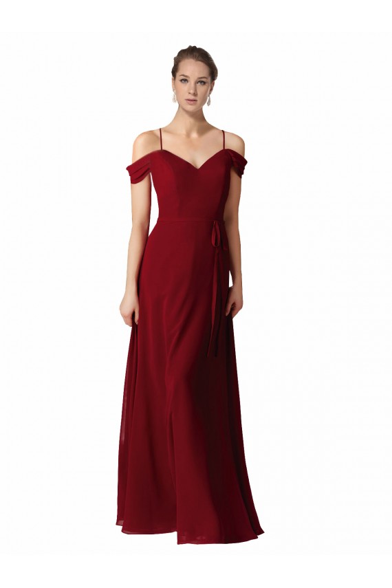 Long Sleeveless Chiffon Burgundy Sweetheart A-Line Bridesmaid Dress / Evening Dress Colchester
