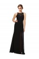 Long Sleeveless Soft Chiffon & Lace Black Sheath Bridesmaid Dress Colchester
