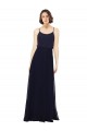 Long Sleeveless Soft Chiffon Dark Navy Sheath Bridal Party Dress Colchester