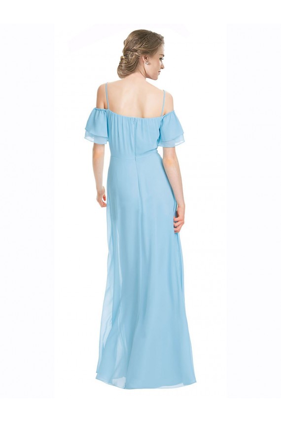Long Sleeveless Soft Chiffon Mint Green Off the Shoulder A-Line Bridesmaid Dress Colchester