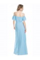 Long Sleeveless Soft Chiffon Mint Green Off the Shoulder A-Line Bridesmaid Dress Colchester