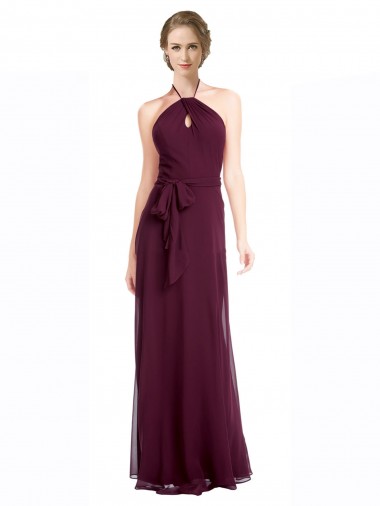 Long Sleeveless Soft Chiffon Burgundy A-Line Evening Dress / Bridesmaid Dress Colchester