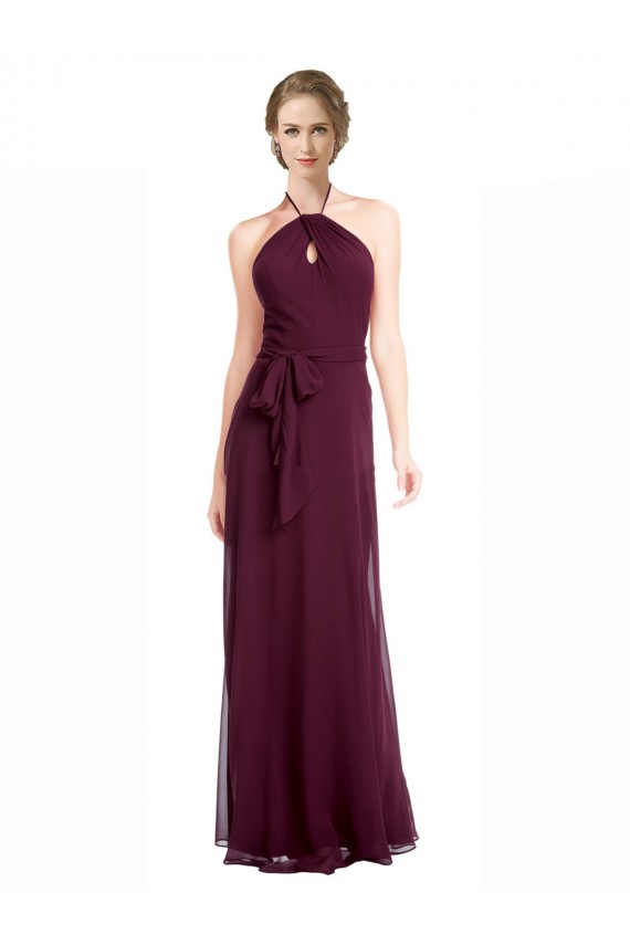 Long Sleeveless Soft Chiffon Burgundy A-Line Evening Dress / Bridesmaid Dress Colchester