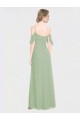 Long Sleeveless Soft Chiffon Smoke Green Off the Shoulder A-Line Formal Dress / Bridesmaid Dress Colchester
