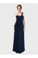 Long Sleeveless Soft Chiffon Dark Navy One Shoulder A-Line Bridesmaid Dress / Formal Dress Colchester
