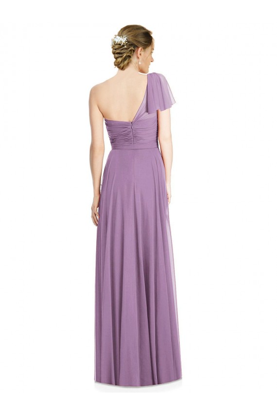 Long Flutter Sleeves Soft Chiffon Dark Lavender A-Line Formal Dress / Bridesmaid Dress Colchester