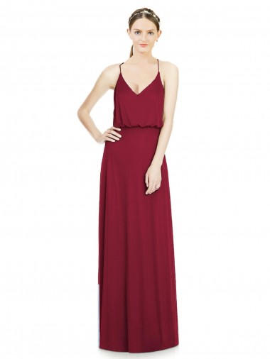 Long Sleeveless Soft Chiffon Burgundy A-Line Evening Gowns / Bridesmaid Dress Colchester