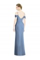 Long Cold Shoulder Soft Chiffon Dusty Blue A-Line Formal Evening Gown / Bridesmaid Dress Colchester