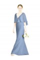 Long Sleeveless Soft Chiffon Dusty Blue V-Neck Trumpet Bridesmaid Dress Colchester