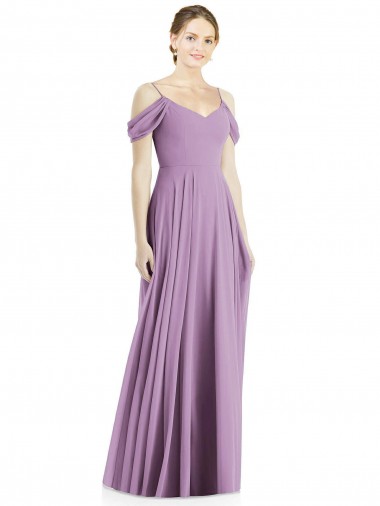 Long Sleeveless Soft Chiffon Dark Lavender A-Line Semi Formal Evening Dress / Bridesmaid Dress Colchester