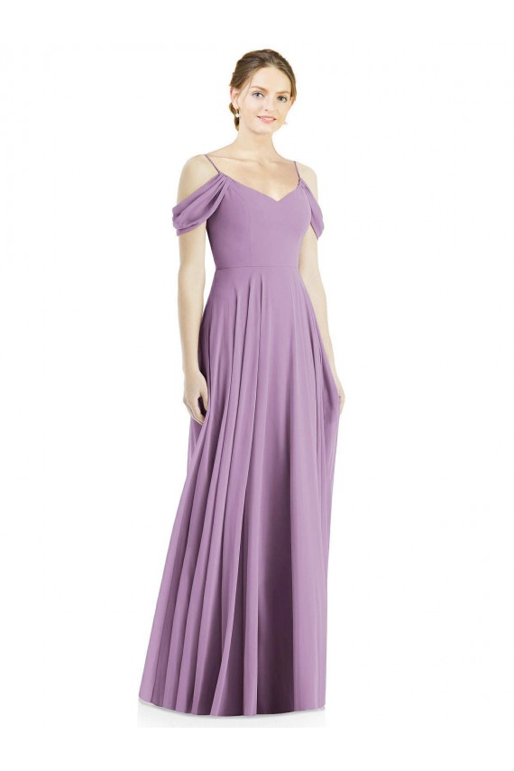 Long Sleeveless Soft Chiffon Dark Lavender A-Line Semi Formal Evening Dress / Bridesmaid Dress Colchester