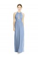 Long Sleeveless Chiffon Dusty Blue A-Line Wedding Party Dress Colchester