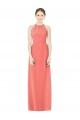 Long Sleeveless Soft Chiffon Coral Halter Neck A-Line Bridesmaid Dress Colchester