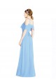 Long Cold Shoulder Soft Chiffon Periwinkle A-Line Formal Dress / Bridesmaid Dress Colchester