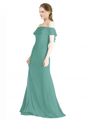 Long Sleeveless Soft Chiffon Icelandic Silver A-Line Bridal Party Dress Colchester