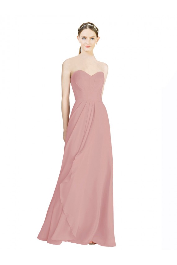 Long Sleeveless Soft Chiffon Dusty Pink A-Line Bridesmaid Dress / Formal Dress Colchester