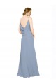 Long Sleeveless Chiffon Dusty Blue Spaghetti Straps A-Line Bridesmaid Dress / Evening Dress Colchester