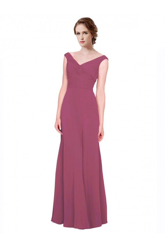 Long Sleeveless Soft Chiffon Mauve Taupe A-Line Bridesmaid Dress Colchester