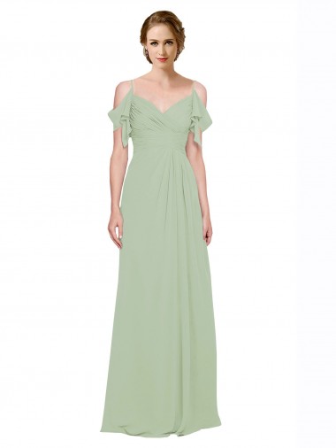 Long Sleeveless Lxue Chiffon Smoke Green A-Line Bridesmaid Dress Colchester