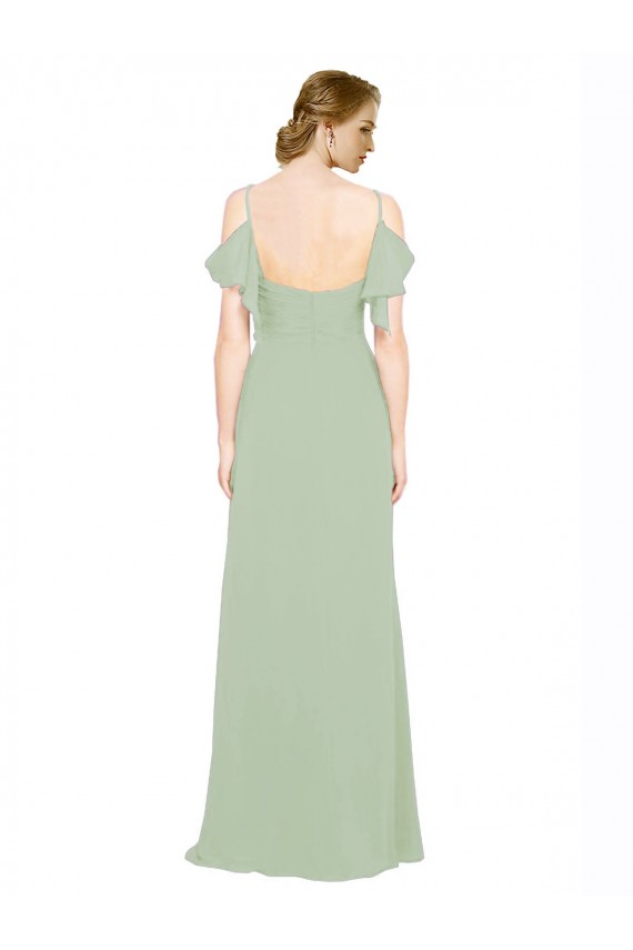 Long Sleeveless Lxue Chiffon Smoke Green A-Line Bridesmaid Dress Colchester