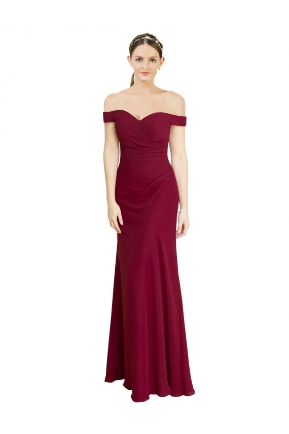 Long Sleeveless Soft Chiffon Burgundy Mermaid Black Tie Prom Dress / Bridesmaid Dress Colchester