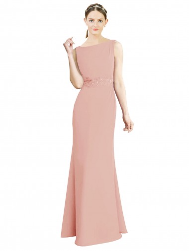 Long Sleeveless Soft Chiffon Bliss Pink Mermaid Bridesmaid Dress Colchester