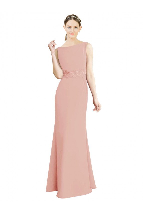 Long Sleeveless Soft Chiffon Bliss Pink Mermaid Bridesmaid Dress Colchester