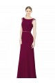 Long Sleeveless Soft Chiffon Burgundy Boat Neck A-Line Bridesmaid Dress Colchester