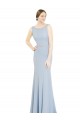 Long Sleeveless Soft Chiffon Light Sky Blue Boat Neck A-Line Bridesmaid Dress Colchester