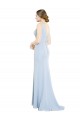 Long Sleeveless Soft Chiffon Light Sky Blue Boat Neck A-Line Bridesmaid Dress Colchester