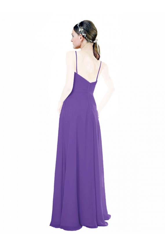 Long Sleeveless Soft Chiffon Purple A-Line Bridesmaid Dress Colchester