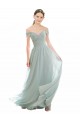 Long Cap Sleeves Soft Chiffon & Lace Sea Glass A-Line Bridesmaid Dress Colchester
