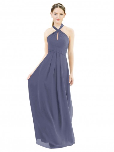 Long Sleeveless Soft Chiffon Silver Stone A-Line Bridesmaid Dress Colchester