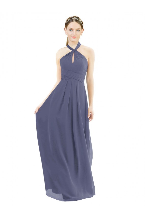 Long Sleeveless Soft Chiffon Silver Stone A-Line Bridesmaid Dress Colchester