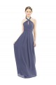 Long Sleeveless Soft Chiffon Silver Stone A-Line Bridesmaid Dress Colchester