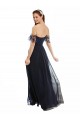 Long Cap Sleeves Soft Chiffon & Lace Dark Navy A-Line Formal Dress / Bridesmaid Dress Colchester