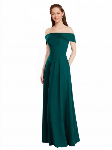 Long Cap Sleeves Soft Chiffon Hunter A-Line Bridesmaid Dress Colchester
