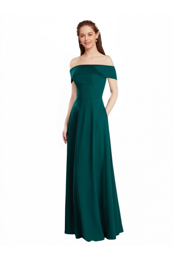 Long Cap Sleeves Soft Chiffon Hunter A-Line Bridesmaid Dress Colchester