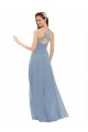 Long Sleeveless Soft Chiffon & Lace Dusty Blue A-Line Bridesmaid Dress Colchester