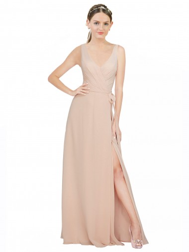 Long Sleeveless Luxe Chiffon Pink A-Line Bridesmaid Dress / Evening Dress Colchester