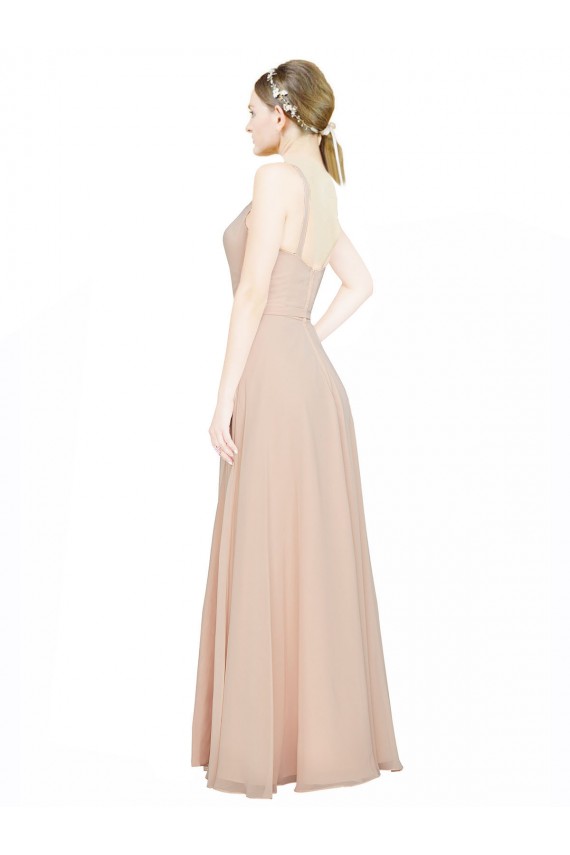Long Sleeveless Luxe Chiffon Pink A-Line Bridesmaid Dress / Evening Dress Colchester