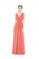 Long Sleeveless Soft Chiffon Coral A-Line Bridesmaid Dress Colchester