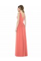 Long Sleeveless Soft Chiffon Coral A-Line Bridesmaid Dress Colchester
