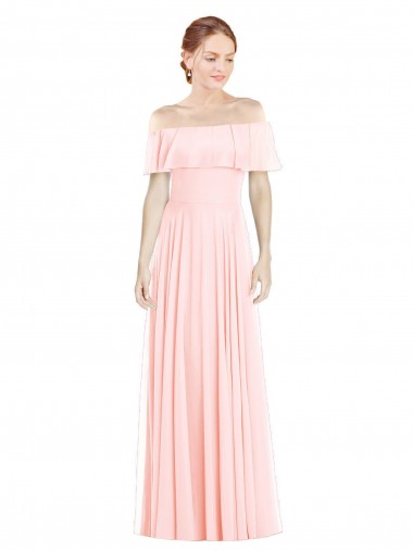 Long Sleeveless Soft Chiffon Pink A-Line Formal Bridesmaid Dress Colchester