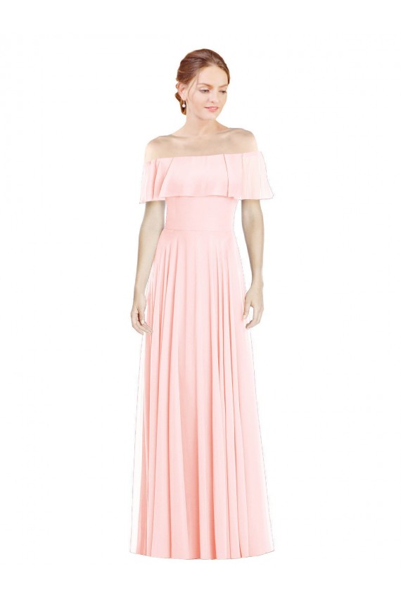 Long Sleeveless Soft Chiffon Pink A-Line Formal Bridesmaid Dress Colchester